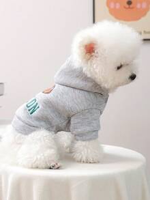 1pc Pet Clothes, Dog/Cat Apparel, Comfortable Sweatshirt For Small Dogs, Puppy Spring/Autumn Outfit - Grey - View 3
