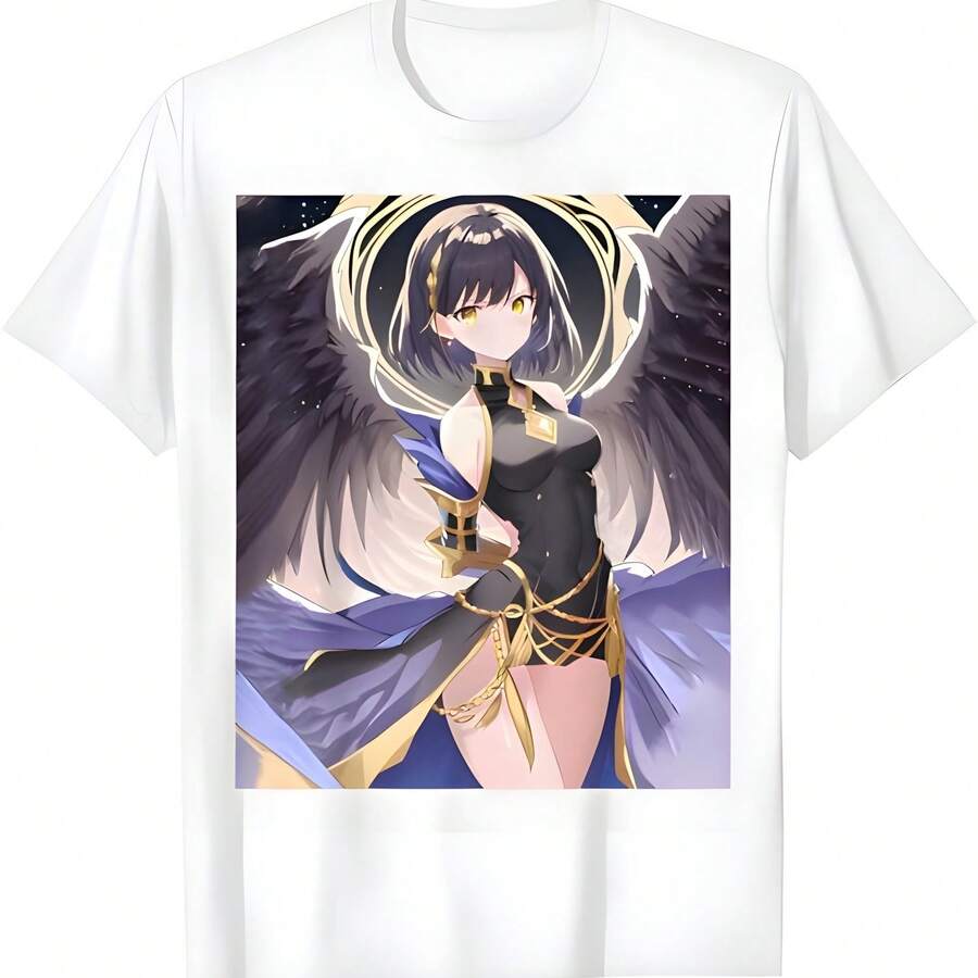 Anime Girl Tarot Angel Waifu Estética Kawaii Otaku Camiseta - Blanco - Ver 1