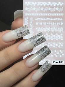 2 miếng dán móng tay hình hoa cúc ren, họa tiết hoa trang nhã cho đám cưới, Ngày của Mẹ, trang trí móng tay hình cánh hoa thu nhỏ. - trắng - Xem 5