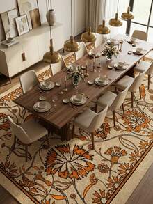 1pc Rug, Carpet, Area Rug, Door Mat, Runner, Vintage Bohemian Floral Pattern Faux Wool Rug, Suitable For Bathroom, Kitchen, Entryway, Hallway, Bedside, Living Room, Bedroom, All Season Soft Machine Washable Carpet Mat, Home Decor - Multicolor - View 4