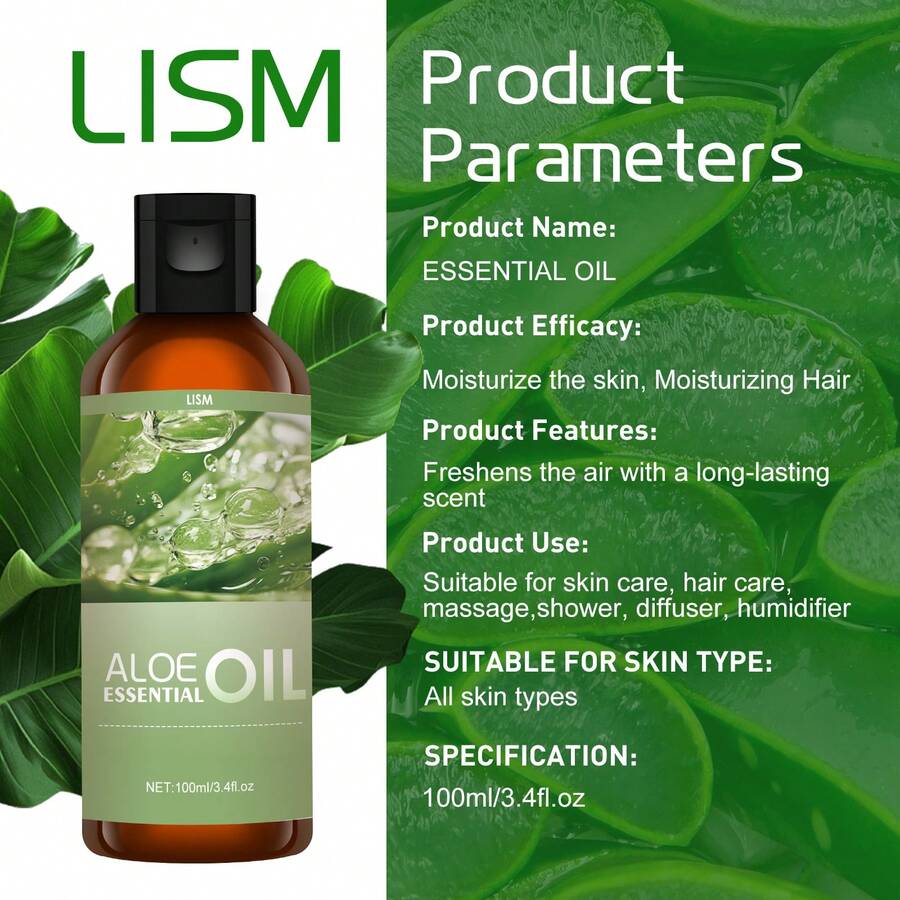 LISM 100ml/30ml Bottle Premium Aloe Vera Essential Oil, 100% Natural, Suitable For Diffuser, Humidifier, Natural Style | Nourishing Oil, Suitable For Home, Car, Rattan Diffuser And Lamps | Ideal For Aromatherapy, Humidifier | Holiday Gift - Aloe Vera Essential Oil - View 1