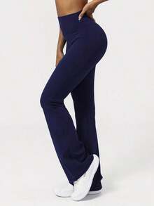 2026 Sodalemon Women's Black Slim Fit Flared Yoga Sweatpants For Spring - 海軍藍 - 查看 5