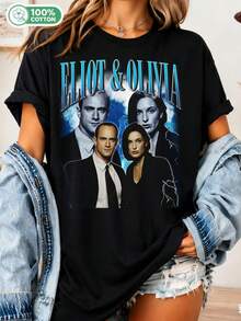 Eliot T-Shirt - Olivia - Vintage Crew Neck Law & Order SVU, Clothing For TV Series Fans_............___ - Black - View 1