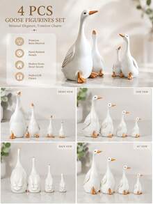 1pc Mother Duck And Duckling Desktop Decor Figurine, Miniature Landscape Ornament Suitable For Garden, Resin Crafted Gift, Lifelike Sculpture For Decorating Desk And Room, Home Garden Decoration - Ornaments - View 10
