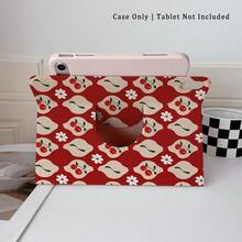 1pc Red Cherry & Daisy Print 360° Rotatable Protective Tablet Case ,Multi-Angle Magnetic Stand Cover With Auto Sleep/Wake Function, Compatible With IPad PRO/AIR, Compatible With SAMSUNG,Compatible With XIAOMI Pad 5/6/7,Compatible With Huawei Matepad - Multicolor - View 6