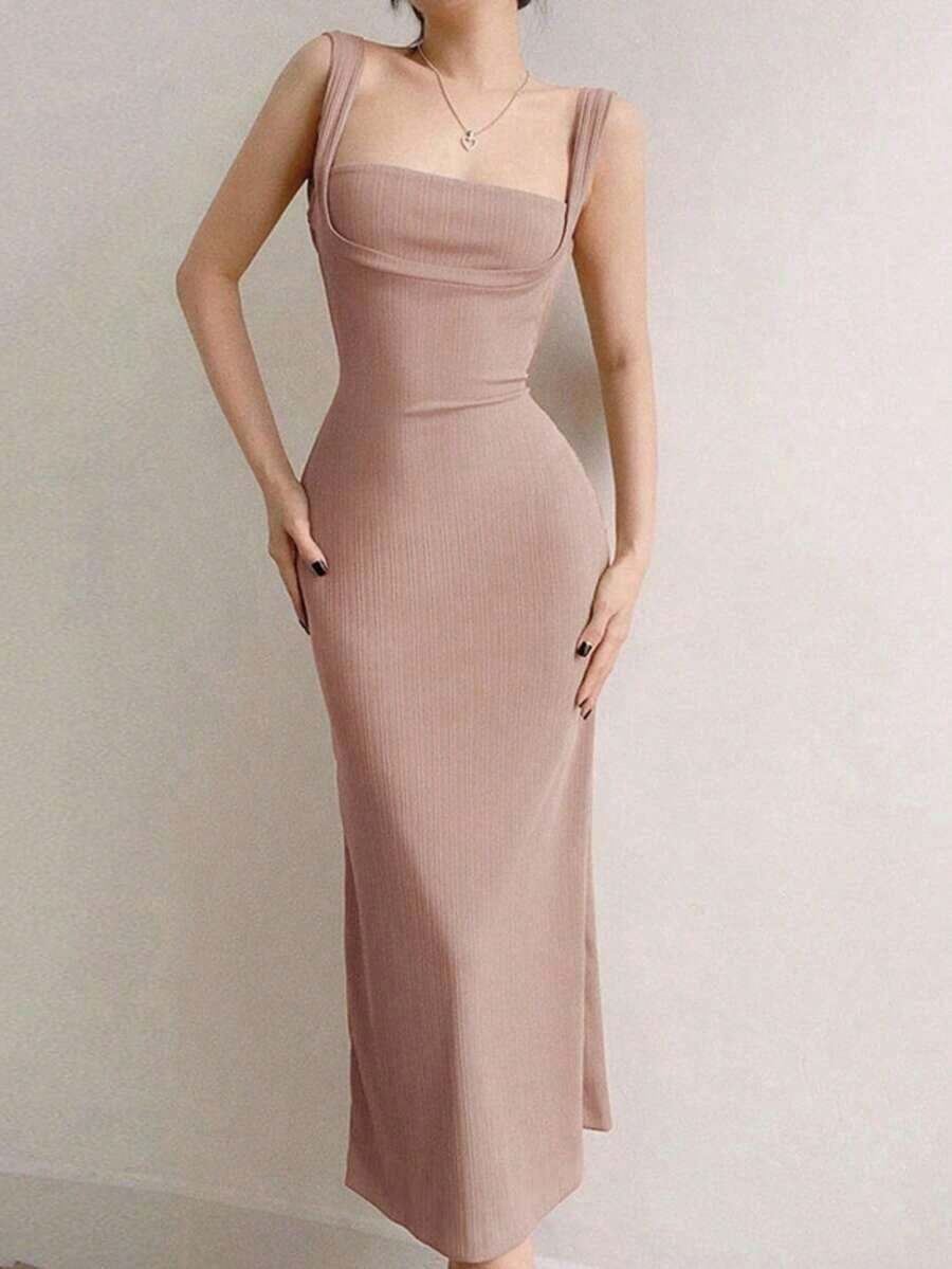 Vestido con tirantes finos y espalda descubierta para el Día de San Valentín, elegante para fiestas de primavera/verano para mujeres - Rosa - Ver 1