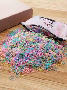 2000/1pc Classic Fashion Elastic Hair Bands, Mini Rubber Bands, Soft Hair Ties, Summer Accessories, Colorful Ponytail Hair Bands, Daily Hair Accessories, Hair Styling Tools, Women's Hair Accessories, Beach Wear, Vacation Accessories, Beauty Accessories, Women's Curly Hair Accessories, Travel, Women's Accessories, Hair Products, Curly Hair, Hair Bands - Multicolor - View 2