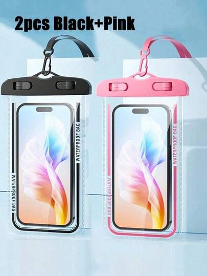 2pcs Waterproof Diving Bag, Touch Screen Sealed, Suitable For Swimming, Underwater Photography, Dustproof, Shockproof, Rainproof, Waterproof, Floating, Portable, Can Be Used As Sports Phone Case, Sports Bag, Waterproof Bag, Holiday Beach Travel Waterproof Phone Case, Summer Swimming Bag, Holiday Beach Wallet, Outdoor Sports Holiday Swimming Pool Sports Fitness Travel Bag, Unisex Travel Essential Beach Swimming Bag