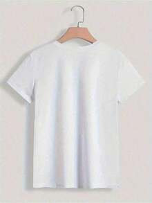 1 Piece Of Women's Casual Short-Sleeved Round Neck T-Shirt, With A Breathable Design, Vibrant Red Lips And Rhinestones, Ideal For Spring And Summer, Offering A Relaxed Fit And Comfortable Fabric, 180g 100% Cotton. - 白色的 - 查看 2