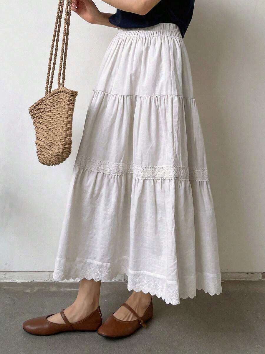 Falda con volantes en el bajo - Blanco - Ver 1