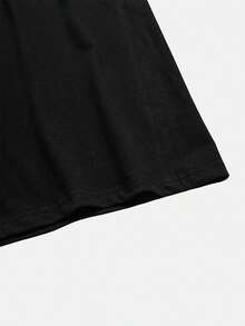Camiseta manga corta cuello redondo 100% algodón, estampado trendy, tejido ligero y ventilado, estilo moda casual, apta para vida diaria, salidas informales y citas en primavera, verano y otoño - Negro - Ver 6