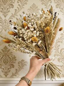 55+ Buquê Misto de Flores Artificiais Incluindo Mosquitinho, Eucalipto, Lavanda, Adequado para Decoração de Casamento, Arranjo de Mesa, Decoração Doméstica, Arranjo Floral DIY, Encher Vasos, Flores de Casamento, Buquê de Noiva, Decoração de Festa - Amarelo - Visão 3