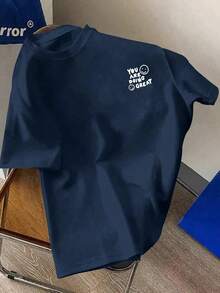 Men's Casual Short-Sleeved Crew Neck T-Shirt In A Single Color, Simple And Fashionable For Everyday Wear In Spring/Summer - 海軍藍 - 查看 7