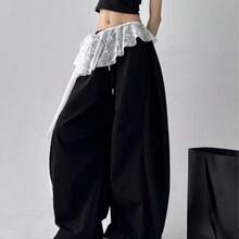 Denim Skirt With Pant Embellishments, Lace Mini Skirt With Embroidered Flowers, Irregular Sheer Ruched Skirts, High-Waisted Harajuku Pleated Skirts - 白色的 - 查看 5