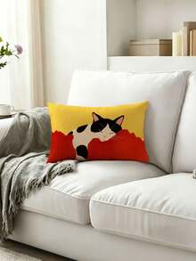 1个可爱猫咪装饰枕套，适合农舍风格家居装饰、卧室、客厅沙发（不含枕芯） - 彩色 - 查看 9
