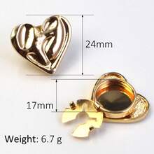 2pcs Unisex Gold Silver Two-Tone Heart-Shaped Button Covers, Vintage Embossed Metal Shirt Cuff Decor, No-Sew Detachable Snap Fastener For Blouse, Sweater, Coat, Elegant Clothing Accessories - Heart-shaped - View 5
