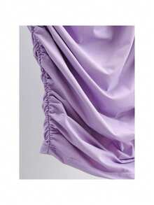 Vestido tirantes finos espalda super descubierta plisado elástico ajustado falda cadera estilo INS verano 2026 - Morado - Ver 6