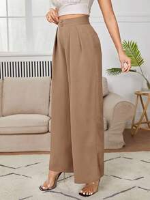 PETITE Pantalones De Vestir De Pierna Ancha Con Pliegues En La Cintura Alta - Azul marino - Ver 10