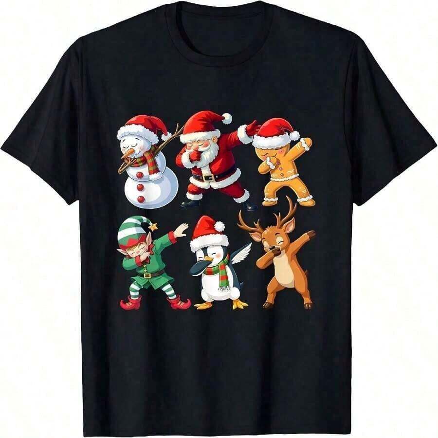 Christmas Characters Dabbing Style - Christmas T-Shirt - 灰色 - 查看 1