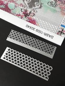 [1/2 Piezas] Regla para pintura de diamantes - Flor de ciruelo y diamante cuadrado, material de metal resistente, antioxidante, con orificios para alineación rápida, eficiente para principiantes y artesanos en pintura de diamantes - regla de acero - Ver 5