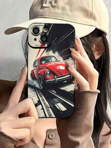 Tema de carreras del  Beetle rojofunda de teléfono Fundas compatibles con ,Apple,VIVO,OPPO,,, y Honor.Fabricadas en silicona TPU,ofrecen protección contra golpes y caídas. - Negro - Ver 3