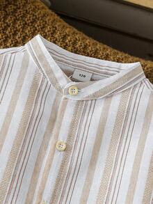 Camisa delgada de manga larga con cuello para niño preadolescente, estilo universitario, otoño - Albaricoque - Ver 4