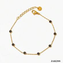 1条彩色锆石不锈钢脚链，适合日常、度假、海滩、休闲佩戴 - 金色 - 查看 10