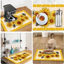 1pc Dish Drying Mat, Coffee Machine Mat, Yellow & White Polka Dot Border Sunflower & Bee Pattern Absorbent Draining Mat, Suitable For Dining Table & Cafe, Strong Water Absorption, Multi-Purpose Drainage Mat, Home Gift, Tabletop Decor - XYLSD-358 - View 11