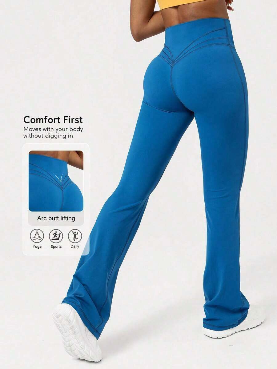 2026 Sodalemon Women's Black Slim Fit Flared Yoga Sweatpants For Spring - 藍色的 - 查看 1