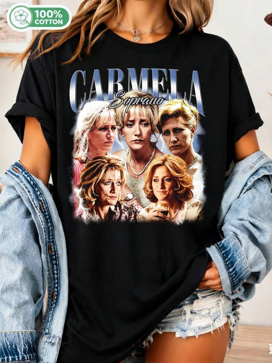 Carmela Soprano T-Shirt – Vintage Graphic Tee, Clothing For Fans Of The Mafia TV Series (1) - Black - View 1