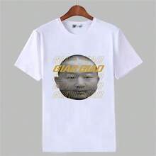 Camiseta de verano de manga corta con cuello redondo, expresiones divertidas y una personalidad única, similar a la ropa de Giao Ge, para jóvenes a la moda. - Blanco - Ver 7