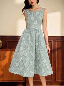 Vestido elegante sin mangas de cuello cuadrado con bolsillo de unicolor vintage para mujer, atuendo de verano, vestido de invitada de boda, vestido de regreso a la escuela, vestido de cumpleaños elegante para mujer, atuendo de cumpleaños elegante para mujer, atuendo de vacaciones para mujer, vestido elegante para mujer en otoño, ropa de mujer para vacaciones, vestido de iglesia para mujer, atuendo de iglesia para mujer, atuendo de festival para mujer, estilo de dinero antiguo, atuendo de brunch para mujer - Verde - Ver 4