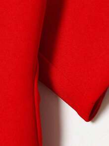Blusa corta de primavera 2026 con mangas abullonadas asimétricas, cuello redondo y diseño con cremallera en la espalda, estilo callejero de verano - Rojo - Ver 6