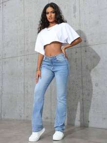ICON Jeans De Pierna Recta Lavados Para Mujer - Lavado ligero - Ver 2
