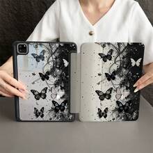 1個純色蝴蝶圖案平板保護殼附筆槽，適用於 iPad 10.9/10.2/Air 第5代/Pro 11/第10代/9.7/Air 2/(第7代)/(第8代)/Air 4/5/Pro 11/第10代 10.9 吋 2022 智慧保護殼/Air 13(M3 2025)/Air 11(M3 2025)/Air 11(M3 2025)/11(A16 2025)，適用於華為 Matepad - 彩色 - 查看 2