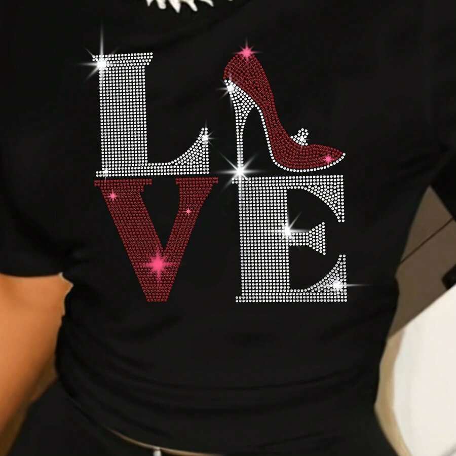 Camiseta para Mujer con Estampado de Diente y Pasta Dental, Manga Corta - Negro - Ver 1