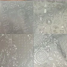 美甲印花板，初学者美甲装饰模板 - 孔雀羽毛、复古城堡、可爱熊猫和竹子图案，美甲印花硅胶转印板美甲工具 - 彩色 - 查看 4