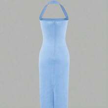 Vestido de mujer de longitud media elegante, adecuado para vacaciones, reuniones diarias, fiestas y eventos de cóctel de verano - Celeste - Ver 6