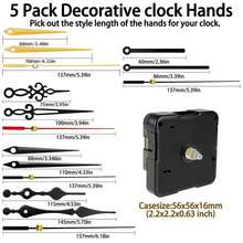5 buah Kit Mesin Jam Quartz, 2 buah poros 13mm, 2 buah poros 16mm, 1 buah poros 23mm, Termasuk 5 Pasang Jarum Jam, Untuk Perbaikan, Penggantian, dan DIY Jam Dinding, Cocok untuk Dekorasi Rumah dan Kantor, Hadiah untuk Pecinta Jam - 1 Set - View 3