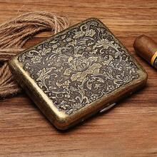 Vintage European-Style Peony Design Brass Cigarette Case - Double-Sided Floral Pattern, Shatterproof And Moisture-Proof, An Elegant Gift For Boyfriend, Father, Or Lover, Smoking Accessory | Vintage Style | Durable Brass, Cigarette Case - Constantine - Xem 2