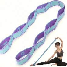 1pc Yoga Stretch Resistance Band, Girls Latin Dance Elastic Stretch Band, Suitable For Dance, Yoga, Pilates, Home Gym Workout, Nylon Material For Full Body Stretching, Leg And Waist Muscle Training - Multicolor - View 3