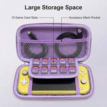 Sparkly Purple Protective Case For Switch Lite Series, Hard EVA Travel Bag With Detachable Crossbody Strap, Anti-Scratch Organizer For Console & Accessories,Shockproof Portable Travel Storage Bag With Crossbody Strap & Game Card Slots - View 9
