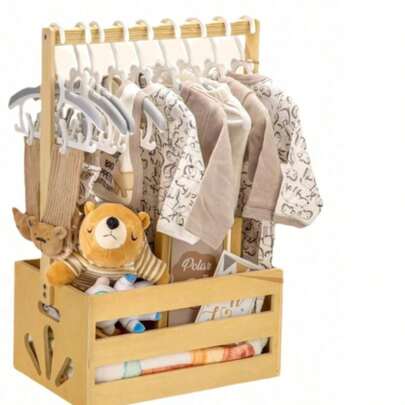 Caja de almacenamiento de suministros para bebé de madera, cesta organizadora de ropa y juguetes para el hogar, empaque de regalo para recién nacidos, material de madera