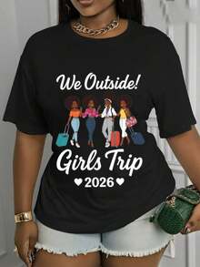 Casual Short-Sleeved Crew Neck T-Shirt 2026, With The Travel-Themed Phrase "Let's Go!", Suitable For Any Season, Easy To Machine Wash. The Design Is Interesting, Comfortable And Fits Well, Making It Perfect For Everyday Wear. - Black - View 5