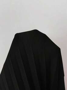 Vestido elegante y romántico de mujer con cuello en V, cintura con volantes y silueta en A - Negro - Ver 4