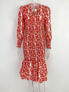 Vestido largo sirena primavera ajustado cintura cadera elegante estilo glamour europeo - Rojo - Ver 6