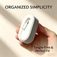 Organizador de cables impreso en 3D compacto, compatible con dispositivos Apple - Enrollador de cable USB-C trenzado & de goma portátil de 1M, accesorio de escritorio para viaje, oficina y hogar - Ver 2