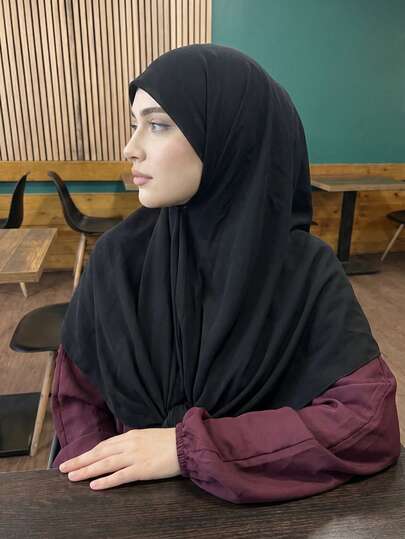 1pc Chiffon Muslim Headscarf, Solid Color Casual Scarf, Sunscreen Shawl, 140*140cm