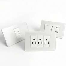 Panel de vidrio templado gris de 2x4 pulgadas montado en la pared con dos tomas NEMA 5-15R yódulos de enchufe intercambiables adecuados para EE.UU./Reino Unido/Italia. - Interruptor de 1 vía y 1 módulo - Ver 8