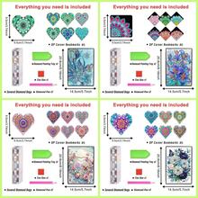 7件套，1本钻石笔记本，6个钻石曼陀罗和花卉图案书签，PU皮革材质，镶嵌水晶石装饰，适合家庭/办公室书写、绘画、书签/阅读爱好者使用。 - 查看 3